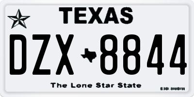 TX license plate DZX8844
