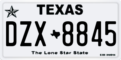 TX license plate DZX8845