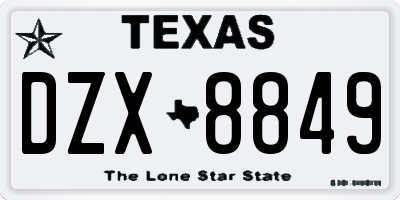 TX license plate DZX8849