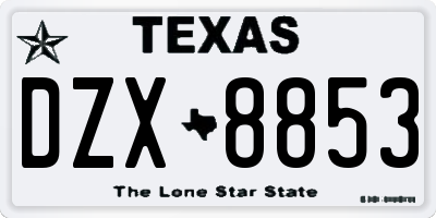 TX license plate DZX8853