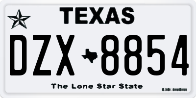 TX license plate DZX8854