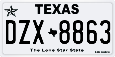 TX license plate DZX8863