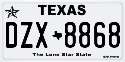 TX license plate DZX8868