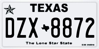 TX license plate DZX8872