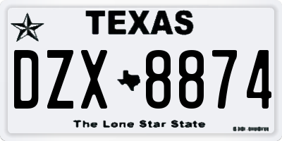 TX license plate DZX8874