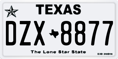 TX license plate DZX8877