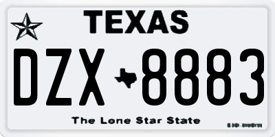 TX license plate DZX8883