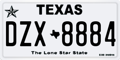 TX license plate DZX8884