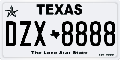 TX license plate DZX8888