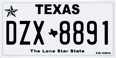 TX license plate DZX8891