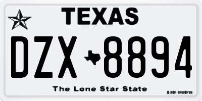 TX license plate DZX8894