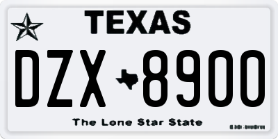 TX license plate DZX8900