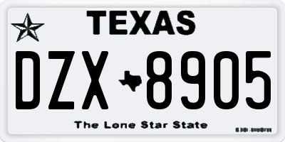 TX license plate DZX8905