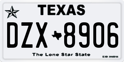 TX license plate DZX8906