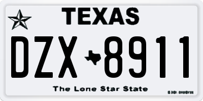 TX license plate DZX8911