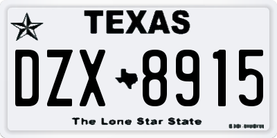 TX license plate DZX8915