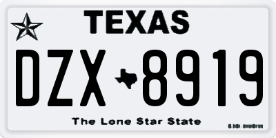 TX license plate DZX8919