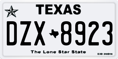 TX license plate DZX8923