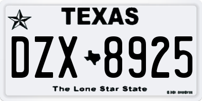 TX license plate DZX8925