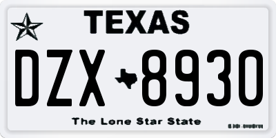 TX license plate DZX8930