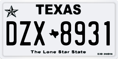 TX license plate DZX8931