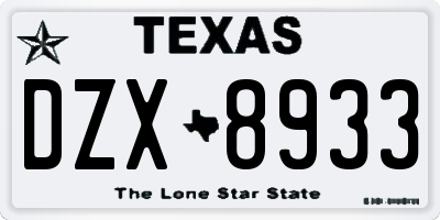 TX license plate DZX8933