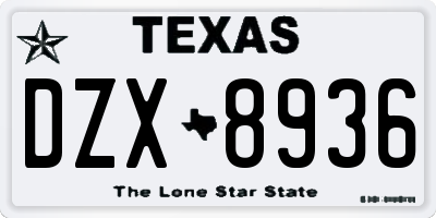 TX license plate DZX8936