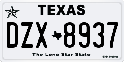 TX license plate DZX8937