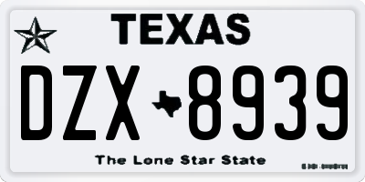 TX license plate DZX8939