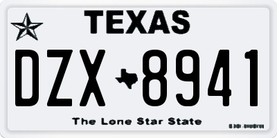 TX license plate DZX8941