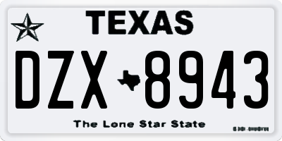 TX license plate DZX8943