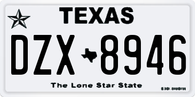 TX license plate DZX8946