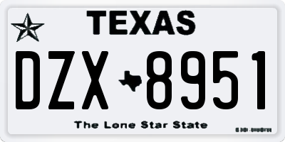 TX license plate DZX8951