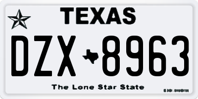TX license plate DZX8963