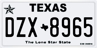 TX license plate DZX8965