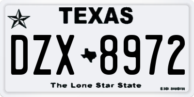 TX license plate DZX8972