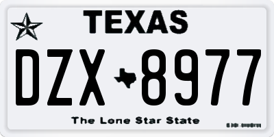 TX license plate DZX8977