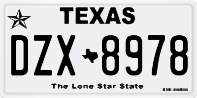 TX license plate DZX8978