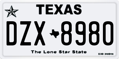 TX license plate DZX8980