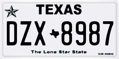 TX license plate DZX8987