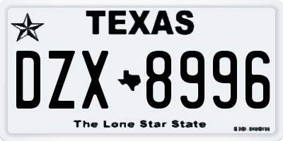 TX license plate DZX8996