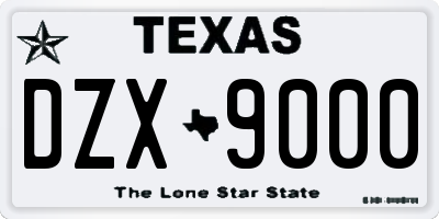 TX license plate DZX9000