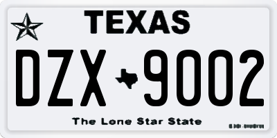 TX license plate DZX9002