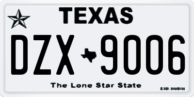 TX license plate DZX9006