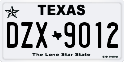 TX license plate DZX9012