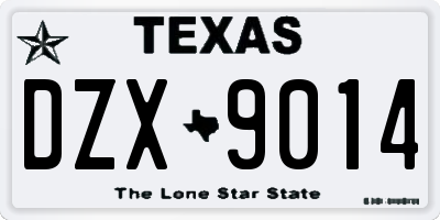 TX license plate DZX9014