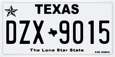 TX license plate DZX9015