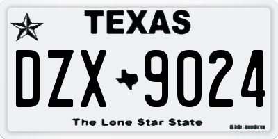 TX license plate DZX9024