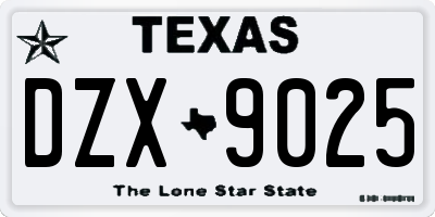 TX license plate DZX9025