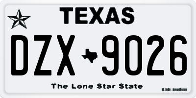 TX license plate DZX9026